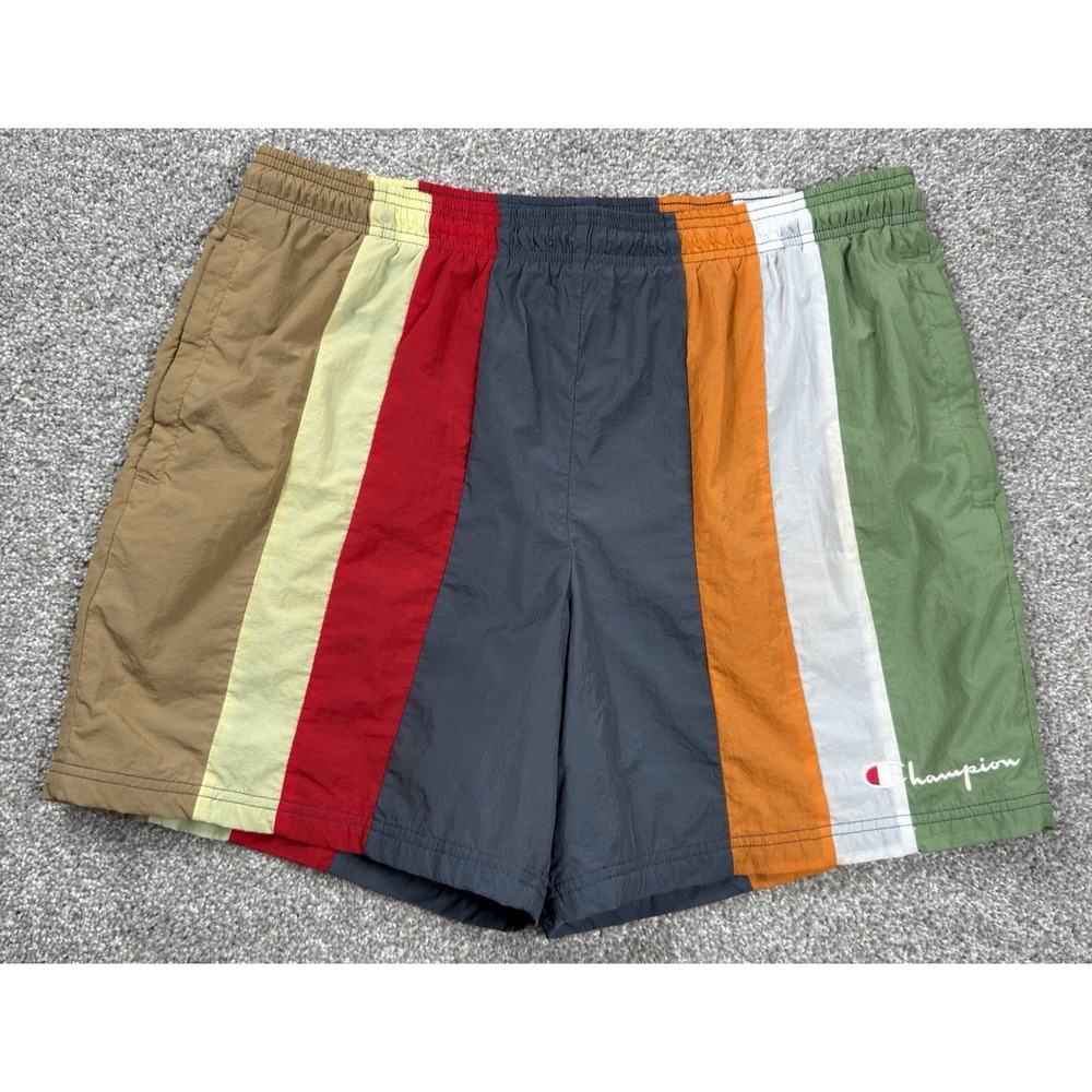 Champion Swim Trunks Men's XL Colorblock Striped Mesh Lined Beach Shorts